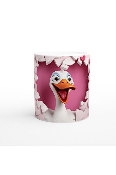 Wisdom Rain كوب مطبوع عليه طائر الإوزة ينظر من خلال صدع القلب