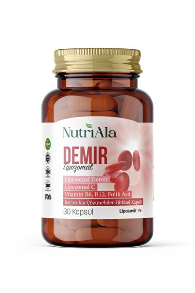 NutriAla Lipozomal Demir 30 Bitkisel Kapsül – Güçlü Emilim, Yüksek Biyoyararl...