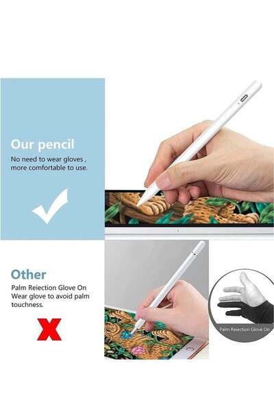 Generic Stylus Pen for iPad (2018-2022) - Capacitive, 4 Replacement Tips, Palm Rejection (White)
