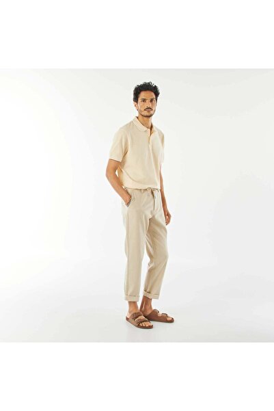 KİABİ Straight-leg linen-blend chinos BEIGE