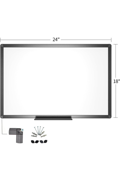 OEM Magnetic dry erase board with black aluminum frame, 60 x 45 cm, set with 2 markers 4 magnets