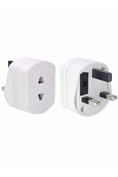 Generic Europe to UK Travel Adapter Plug Converter 2 Pin to 3 Pin 1A with Fuse - White