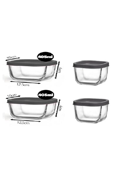 LAV FEYZADE CUBE Kahvaltılık Saklama Kabı Seti 2 adet 405cc-2 adet 270cc GRİ ...