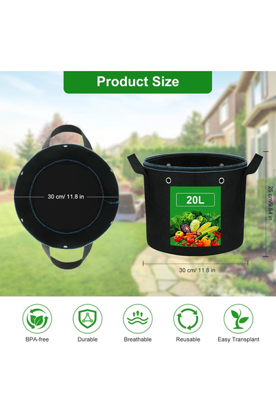 OEM Breathable bags for growing potatoes, strawberries, peanuts, flowers and vegetables, 5 pieces 20L