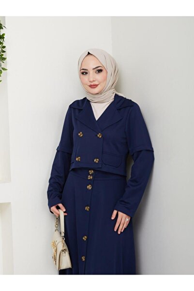 ESLEMNUR Biker Jacket Skirt Suit Button Detail