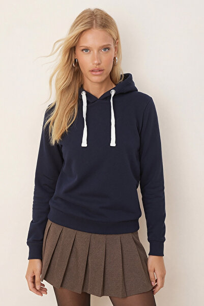 armonika Жіночий синій світшот з капюшоном і шардоном ARM-26K135014