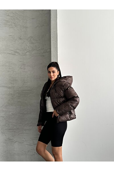 Fashionbox Women's Gel Padding Hooded Zippers Waterproof Inflatable Coat 25222