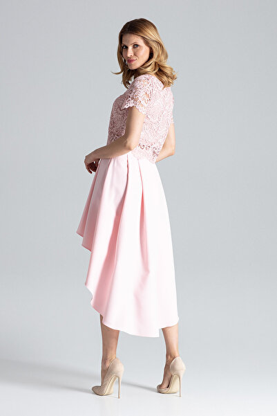 Figl Blouse and skirt set - lace top - asymmetric skirt - pink M641 size XL