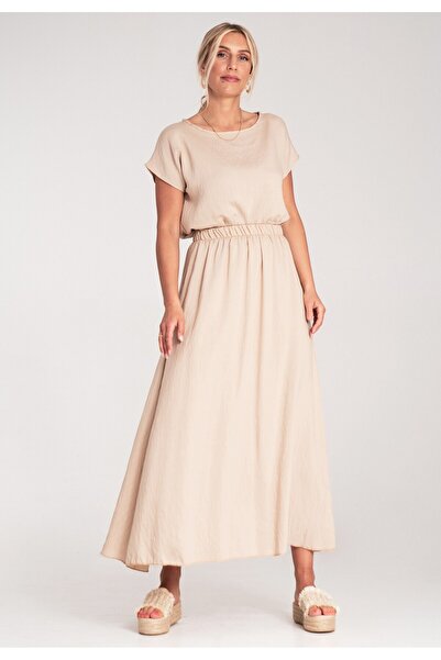 Figl Blouse and skirt set - Women's summer set - Beige set M1219 size L/XL