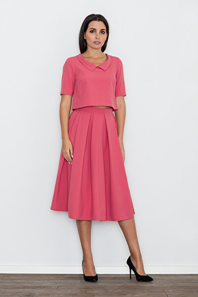 Figl Women's lightweight set - skirt and blouse - coral M579 size M