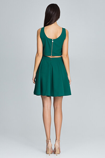 Figl Women's set - short strappy top - flared mini skirt - green M572 size M