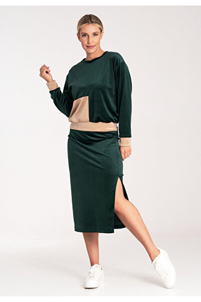 Figl Velour tracksuit set - set with skirt - M1036 green size M
