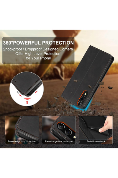 OEM PU leather case compatible with Samsung Galaxy Edge 5G + Screen Protector, Magnetic Flip