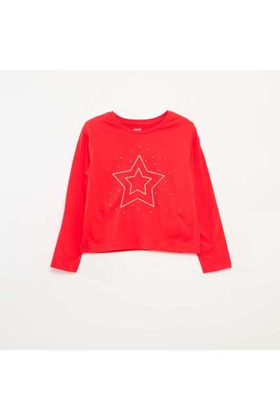 KİABİ Long-sleeved printed T-shirt RED