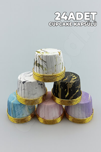 Destpak 24 قطعة من كبسولات الكب كيك - قالب كيك منقوش - للاستخدام مرة واحدة - قابل للخبز - ورق كب كيك