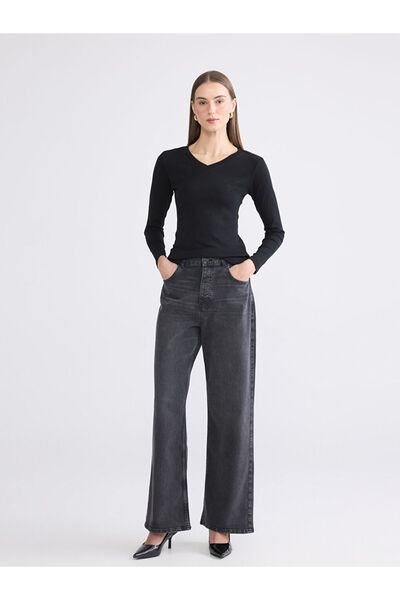 LC Waikiki Black Wideleg Women's Jeans