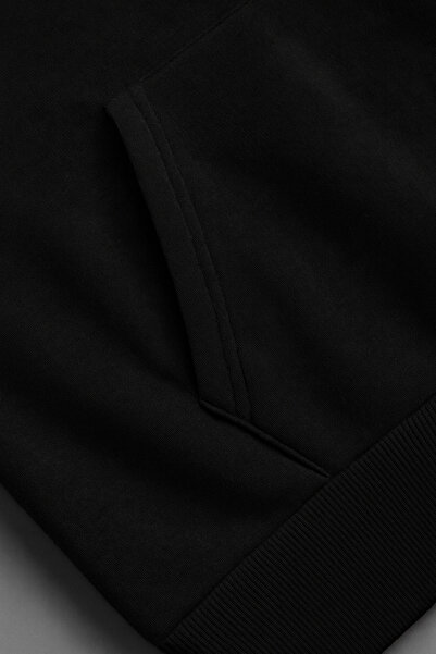 Sweetline Unisex Wanted Printed Hooded Black Tracksuit Set - Winter Fleece-Lined Fabric