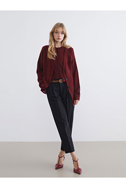 LC Waikiki Black Waist Belted Carrot Cut Women's Pleated Trousers