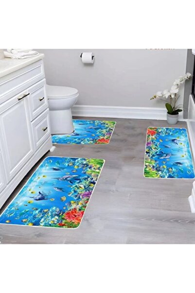 Casa de Vis Bathroom rug set, 3 pieces, polypropylene, 60 x 100 cm, non-slip, multicolor