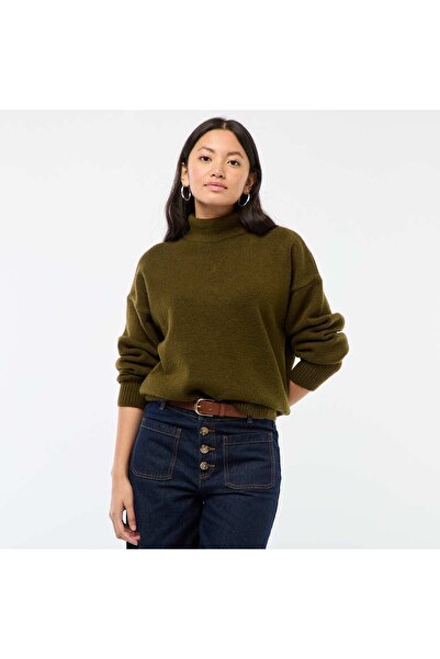 KİABİ Soft Sweater with Jeweled Back Slit KHAKI