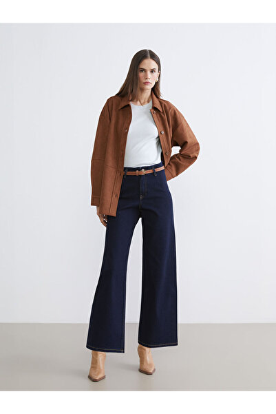 LC Waikiki Indigo Wideleg Women's Jean Pants with Belt