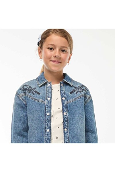 KİABİ Denim shirt with embroidery BLUE