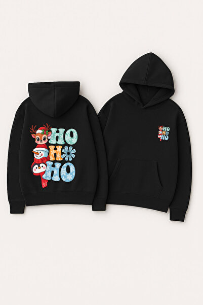 CLASSY.MODA سويت شيرت للجنسين بغطاء رأس قصة فضفاضة مطبوع – رجل الثلج هو هو هو...