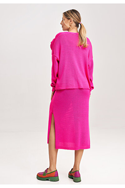 Figl Women's knitted set, fuchsia dress with bolero, M997, one size fits all