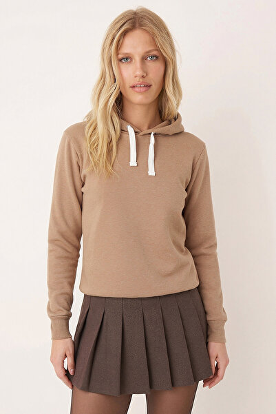 armonika Γυναικείο Μπεζ Φούτερ Εσωτερικά Σχέδια επένδυση fleece K με κουκούλα ARM-26K135014