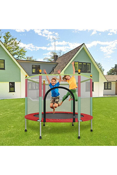 HayaBazaar ترامبولين داخلي مع شبكة أمان ووسادة أمان، إطار ترامبولين دائري مع سحاب مدمج