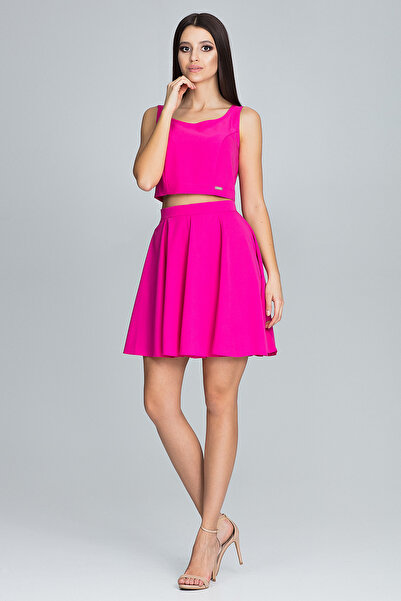 Figl Women's set - short strappy top - flared mini skirt - fuchsia M572 size XL