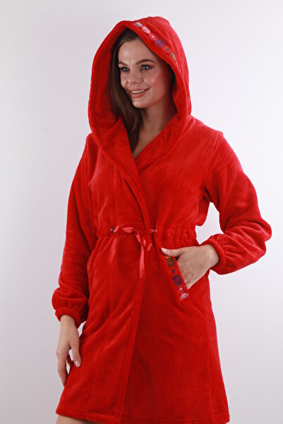 Wild Love Women's 100% Bamboo Hooded Soft Extra Soft Dressing Gown with Embroidery Detail