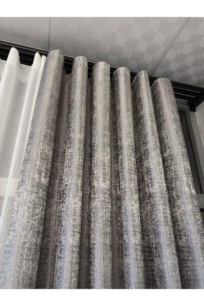 PERDEYERİ S Pile Lina Jacquard 1/3 Layer Floor Curtain Single Wing