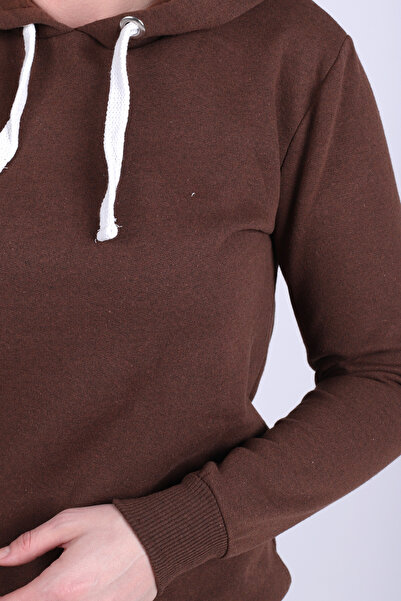 armonika Γυναικείο φούτερ καφέ Εσωτερικό Σ επένδυση fleece K με κουκούλα ARM-26K135014