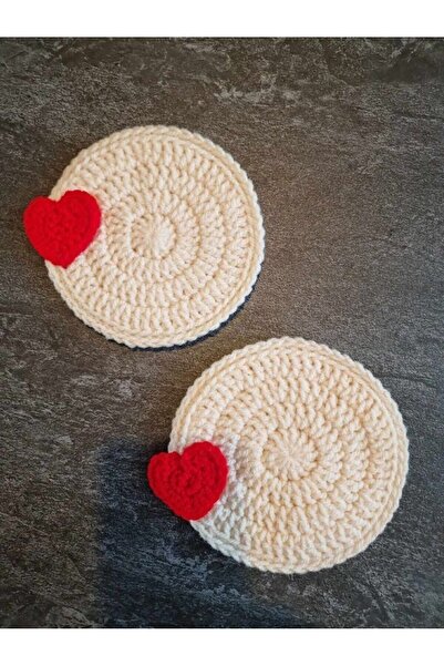 Handmade Lily knitting el örgüsü 2li bardak altlığı