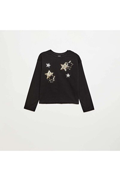 KİABİ Long-sleeved sequined T-shirt BLACK