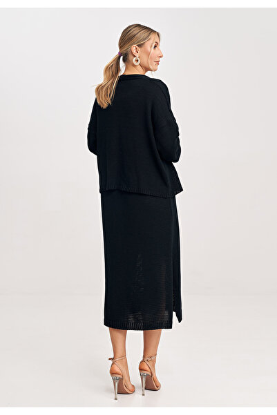 Figl Women's knitted set, dress with bolero, black M997, one size fits all