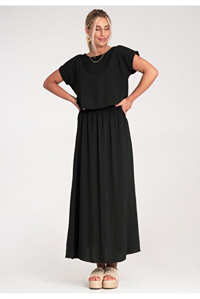 Figl Set bluză și fustă - Set de vară pentru femei - Set negru M1219 mărimea L/XL