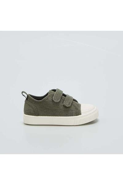 KİABİ Low-top denim canvas trainers with Velcro KHAKI