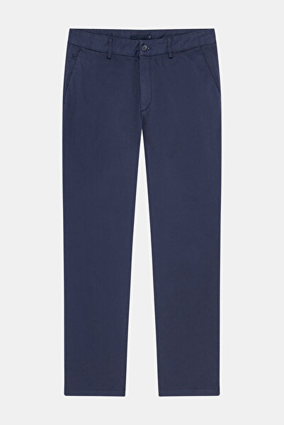 W Collection Dark Blue Solid Satin Piece Dye Chino Sports Pants