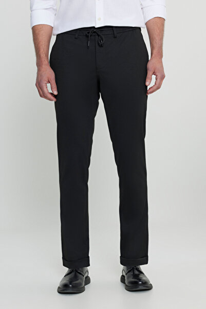 ALTINYILDIZ CLASSICS Ανδρικό μαύρο Slim Fit Slim Fit με δεμένη πλαϊνή τσέπη ελαστικό casual παντελόνι