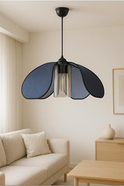 Emg DesiGn Modern Tasarım Mika Çiçek Sarkıt Avize Kumaş Boheme Salon Oturma O...