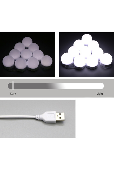 JInsh 10-Piece LED Vanity Mirror Light Set Three-color Adjustable Women Fashion Makeup Light With USB Plug