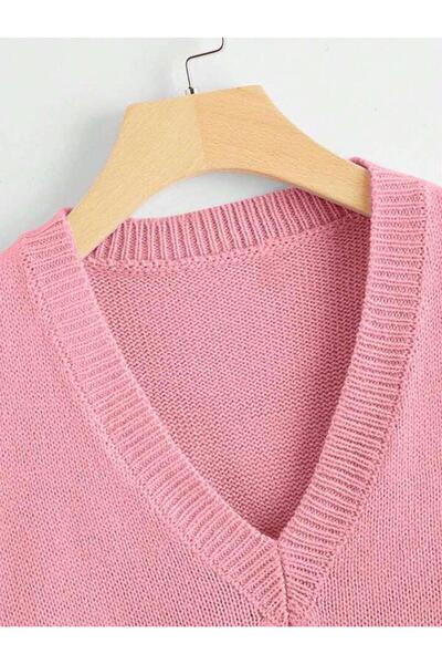 ATE ÖZGÜNEŞ TRİKO TEKSTİL Women's Knitwear V-Neck Solid Sweater