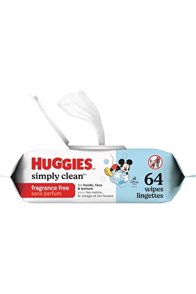 Huggies Simply Clean Fragrance-Free Baby Wipes, Soft Pack, 64 Sheets