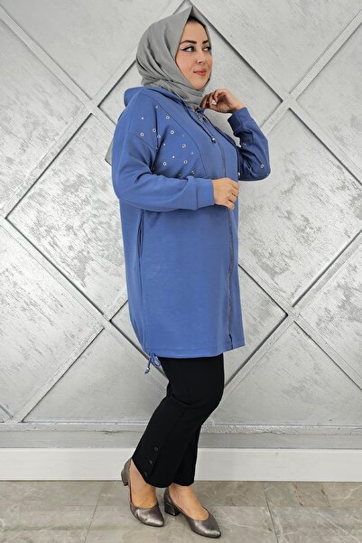 PYS KADIN TAŞ DETAYLI KAPÜŞONLU TESETTÜR GİY ÇIK