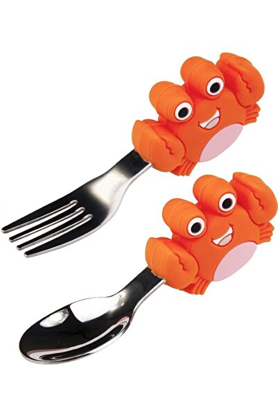 Arabest Silicone and Stainless Steel Children's Cutlery Set, Forks and Spoon Set, Toddler Learning Spoon