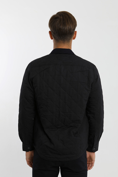 Smc by Semco Velvet Paneled Long Sleeve Snap Fastener Double Pocket Flap Quilted Men's Shirt