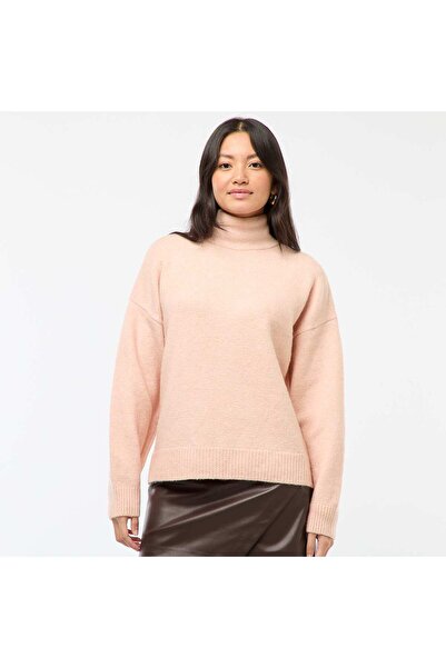 KİABİ Soft sweater with jeweled back slit PINK