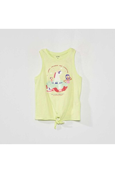 KİABİ Vest top with tie fastening and print YELLOW